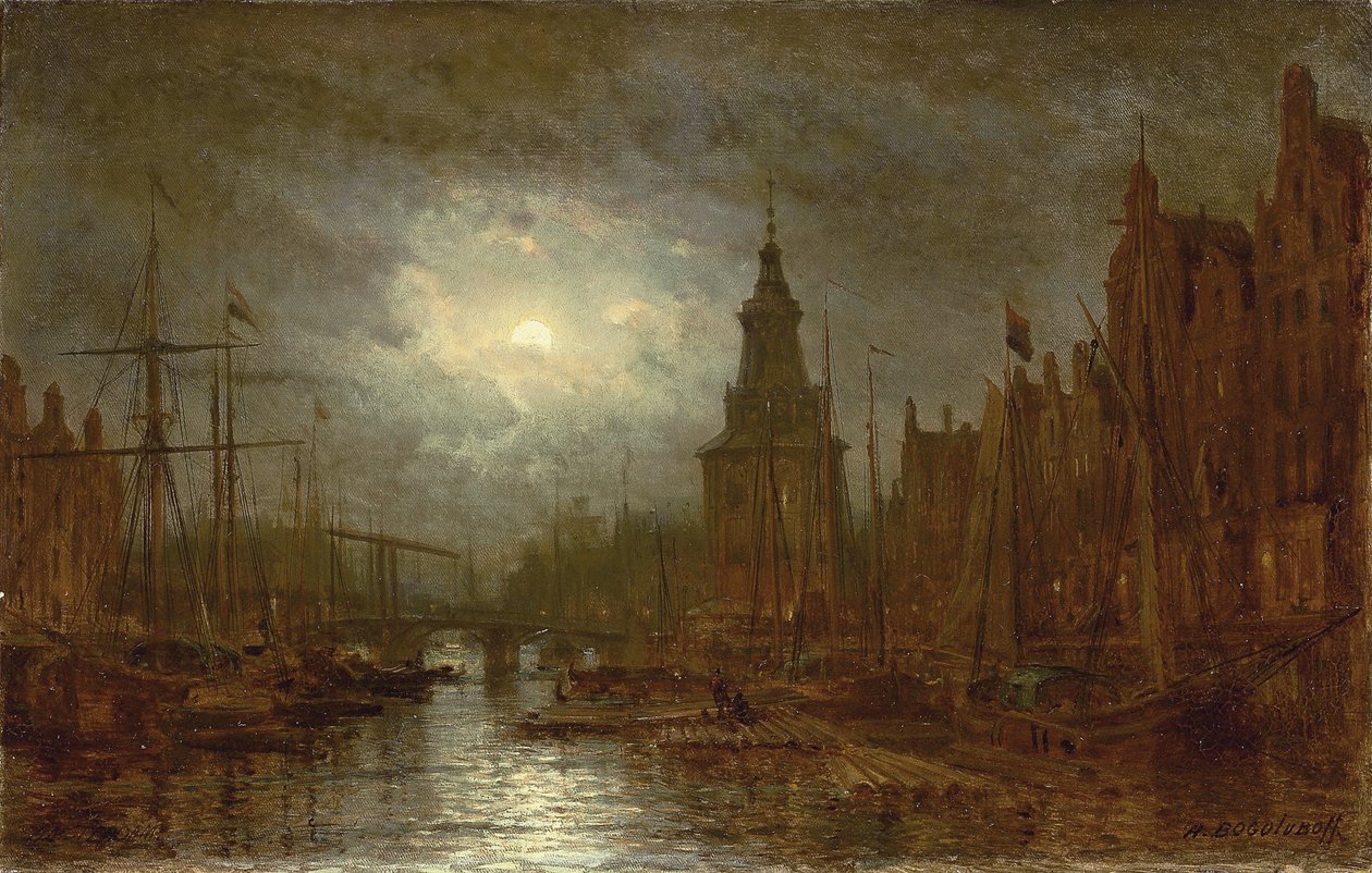 Amszterdam éjjel, 1870-es évek alkotó: Aleksei Petrovich Bogolyubov