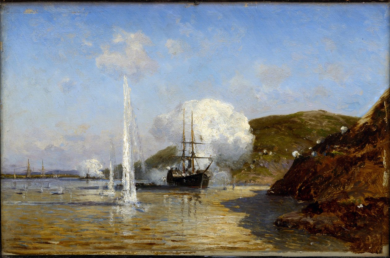 Guerre russo-turque de 1877-1878 - Nyikolaj Skrydlov (1844-1918) akciója a Dunán Alekszej Petrovics Bogoljubov (Bogoliubov ou Bogolioubov) (1824-1896) mellett alkotó: Aleksei Petrovich Bogolyubov