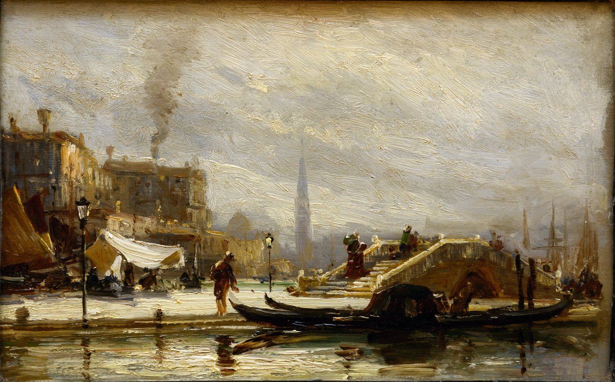 Velence a vasútállomás közelében. Noon par Bogolyubov (Bogoliubov), Alekszej Petrovics (1824-1896) alkotó: Aleksei Petrovich Bogolyubov