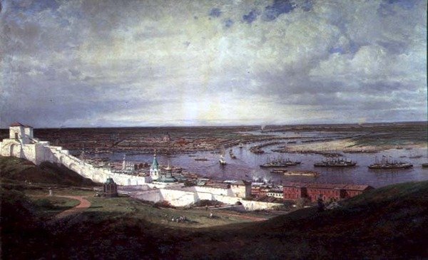 Nyizsnyij Novgorod kilátása (olaj, vászon) alkotó: Aleksei Petrovich Bogolyubov