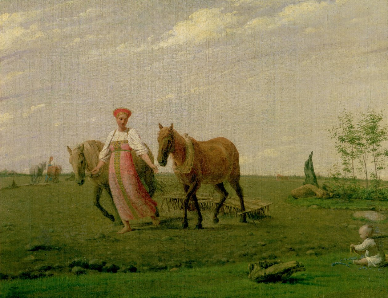 Szántás tavasszal, 1820-as évek alkotó: Aleksei Gavrilovich Venetsianov