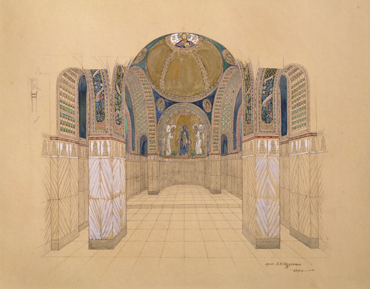Templombelső kialakítása alkotó: Aleksey Shchusev