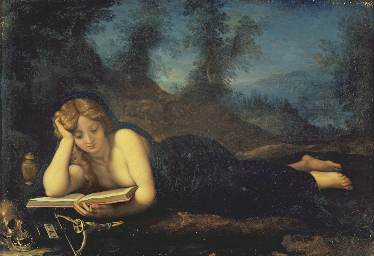 Mária Magdolna a sivatagban (olaj, réz) alkotó: Alessandro Allori