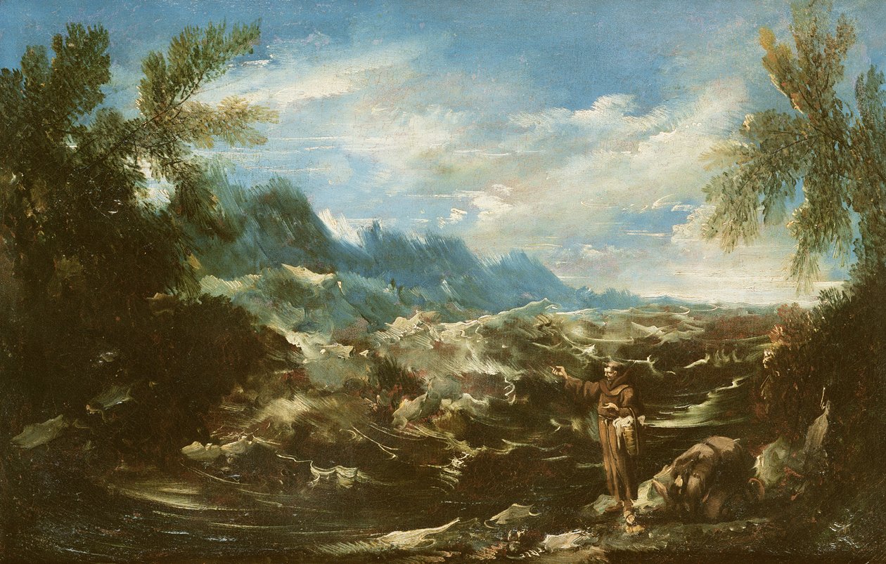 Páduai Szent Antal prédikál a halaknak Riminiben, 1720-25 alkotó: Alessandro Magnasco