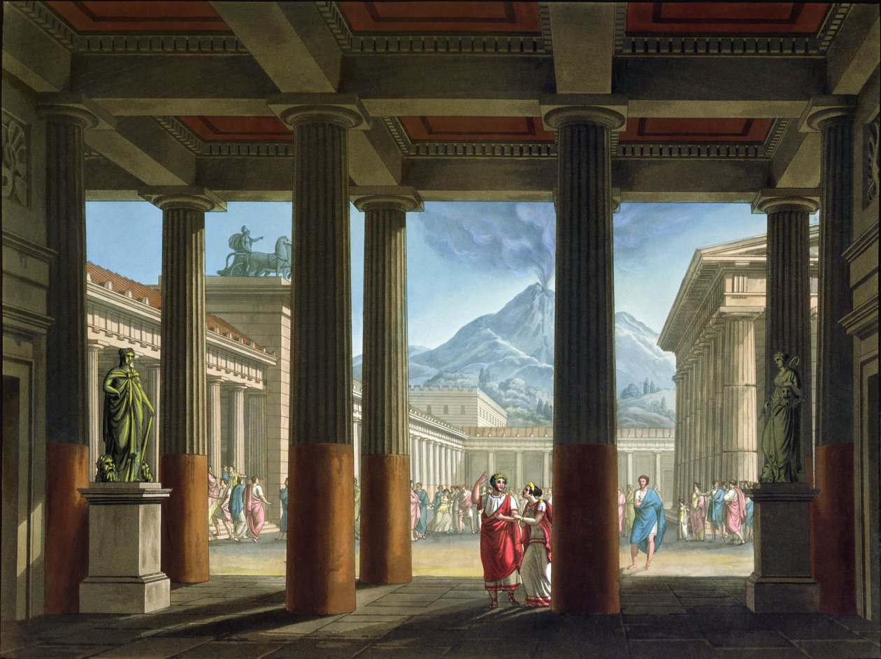 Az amfiteátrum bejárata, a „Pompeii utolsó napja” opera terve, 1827 alkotó: Alessandro Sanquirico