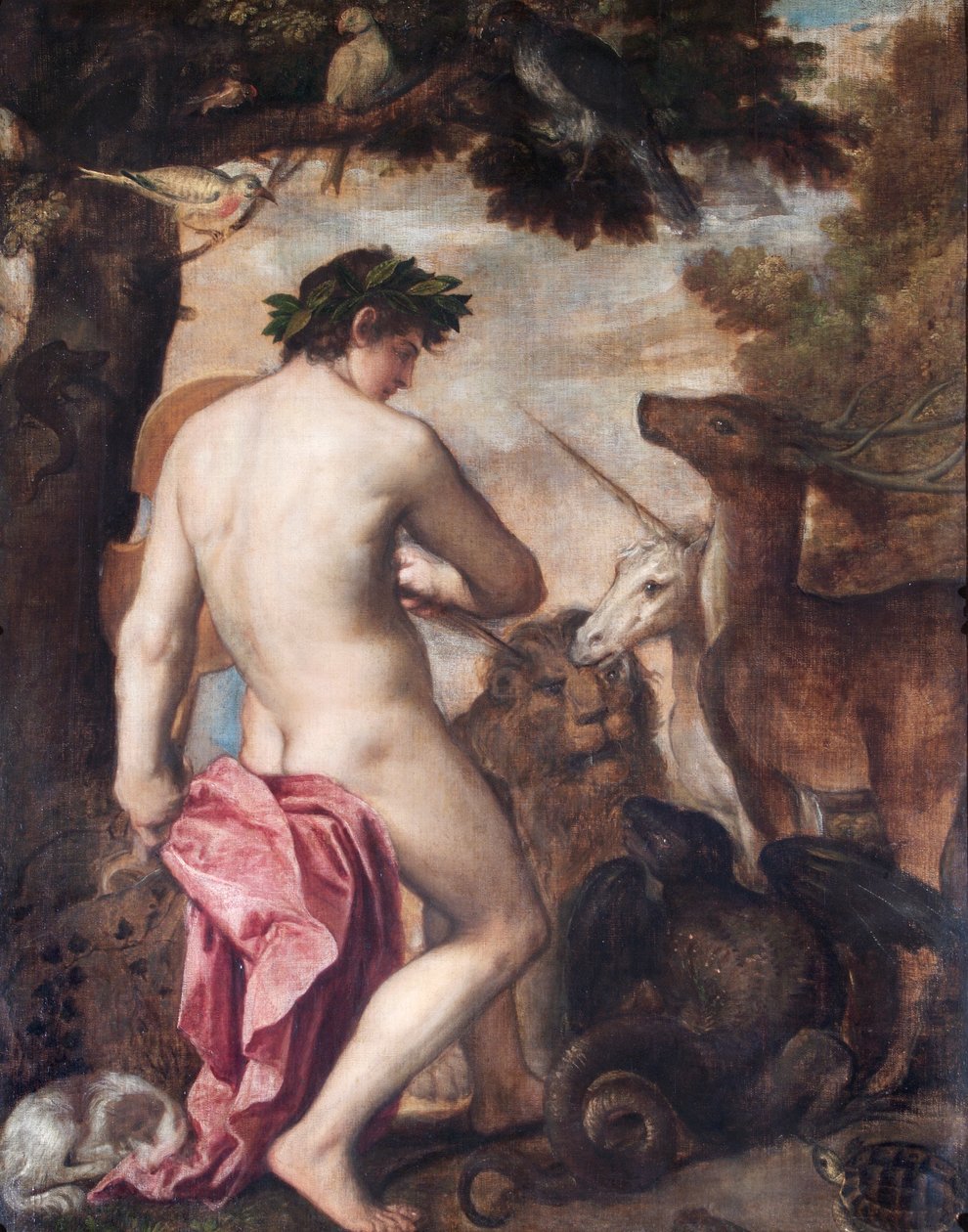 Orpheus Elvarázsolja az állatokat (olaj, vászon) alkotó: Alessandro (1588–1649) (attr. to) Titian (workshop of) and Padovanino