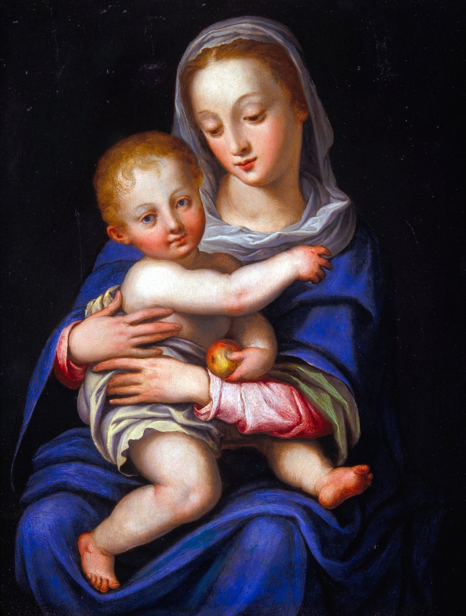 Madonna és gyermeke (olaj ezüstözött rézre) alkotó: Alessandro Allori