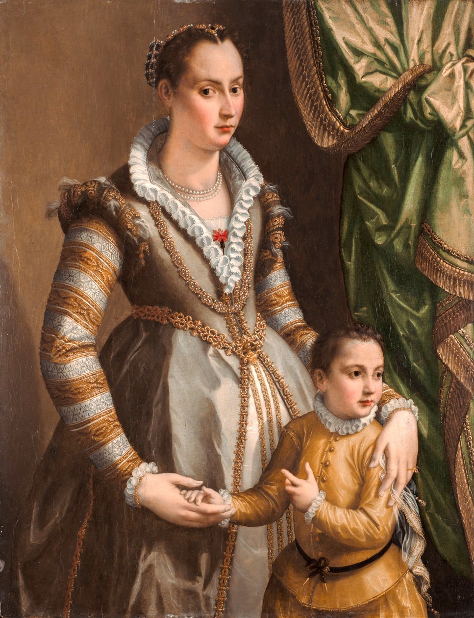Egy nemesasszony portréja a fiával alkotó: Alessandro Allori
