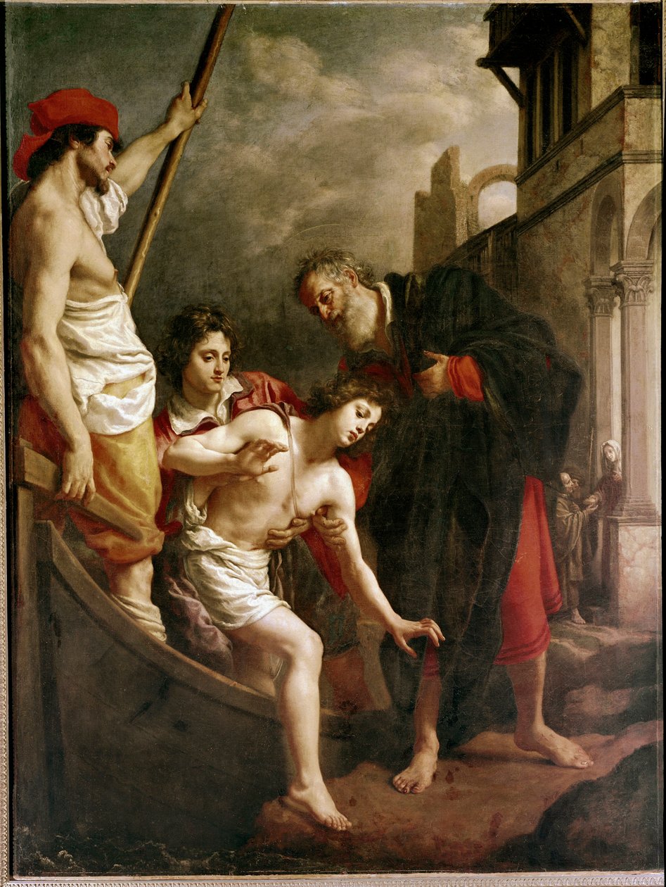St Julian vendégszeretete (olaj, vászon alkotó: Alessandro Allori
