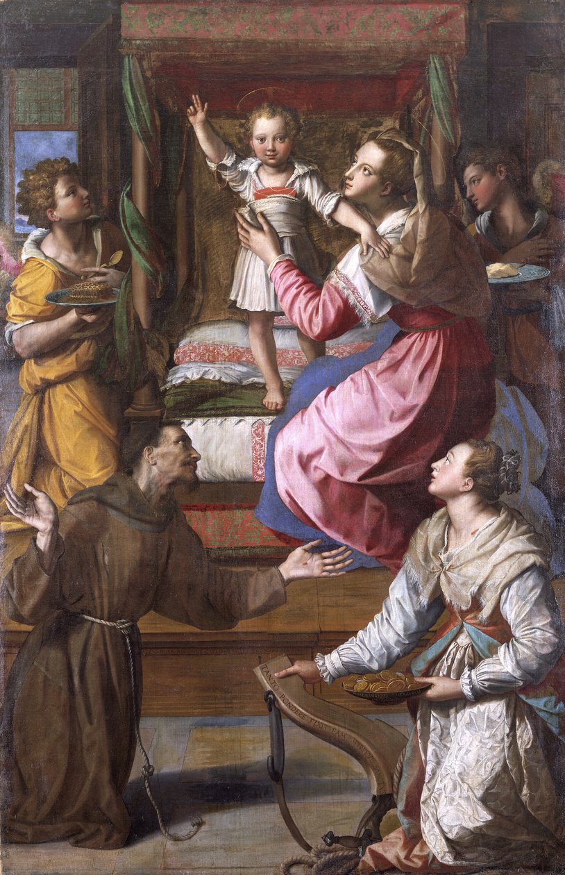 Szűz Mária és gyermeke Szent Ferenccel és Lucyval alkotó: Alessandro Allori