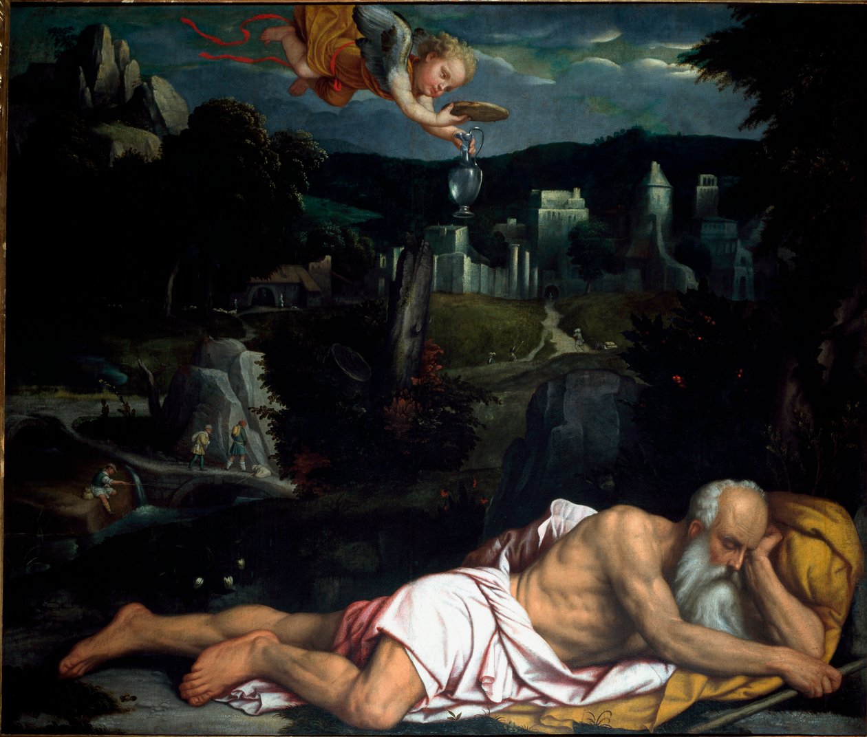 Elie alszik Alessandro Bonvicino festménye dit il Moretto (1498-1554) Régi katedrális, Brescia alkotó: Alessandro Bonvicino Moretto