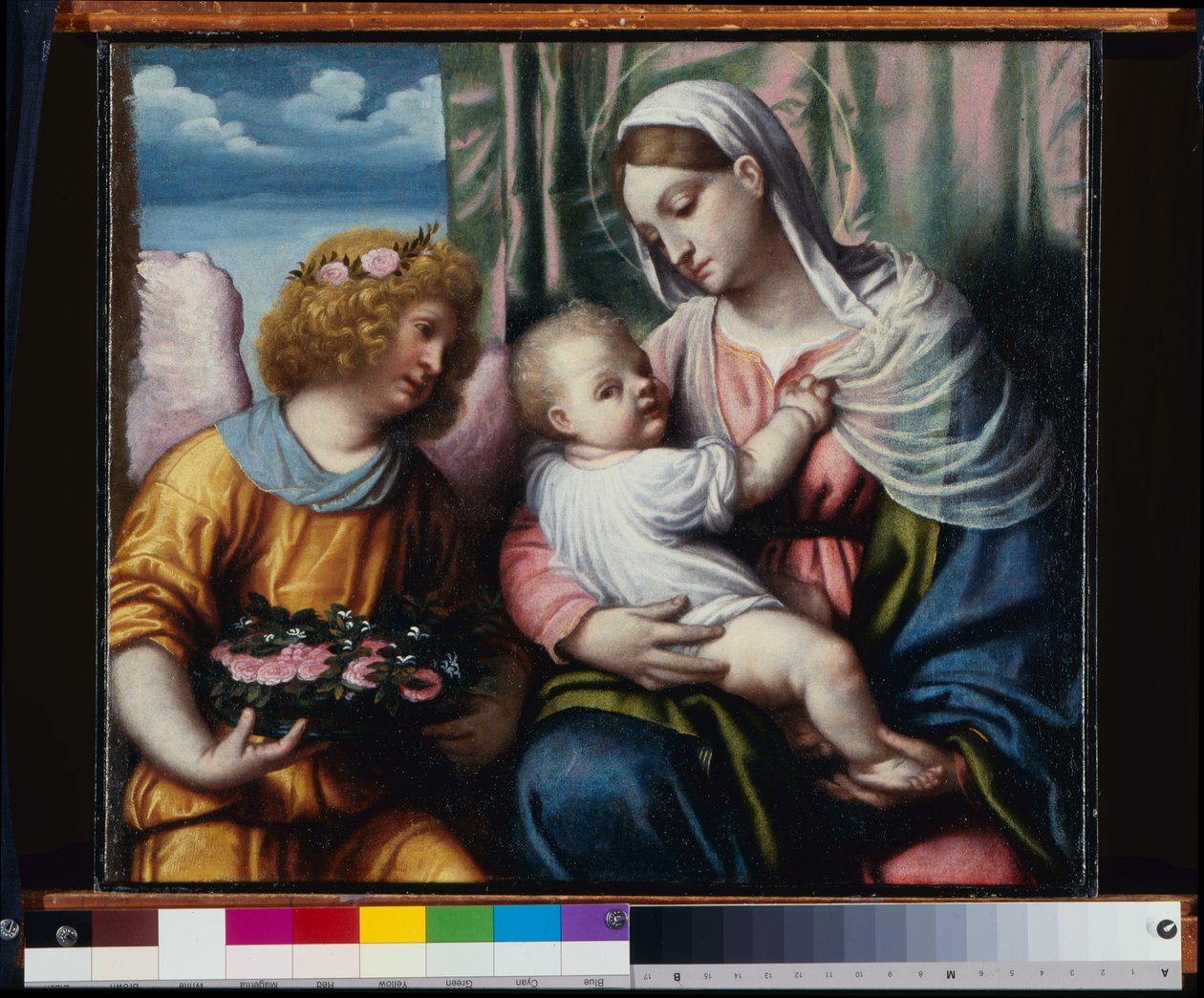 Madonna gyermekkel és angyallal alkotó: Alessandro Bonvicino Moretto