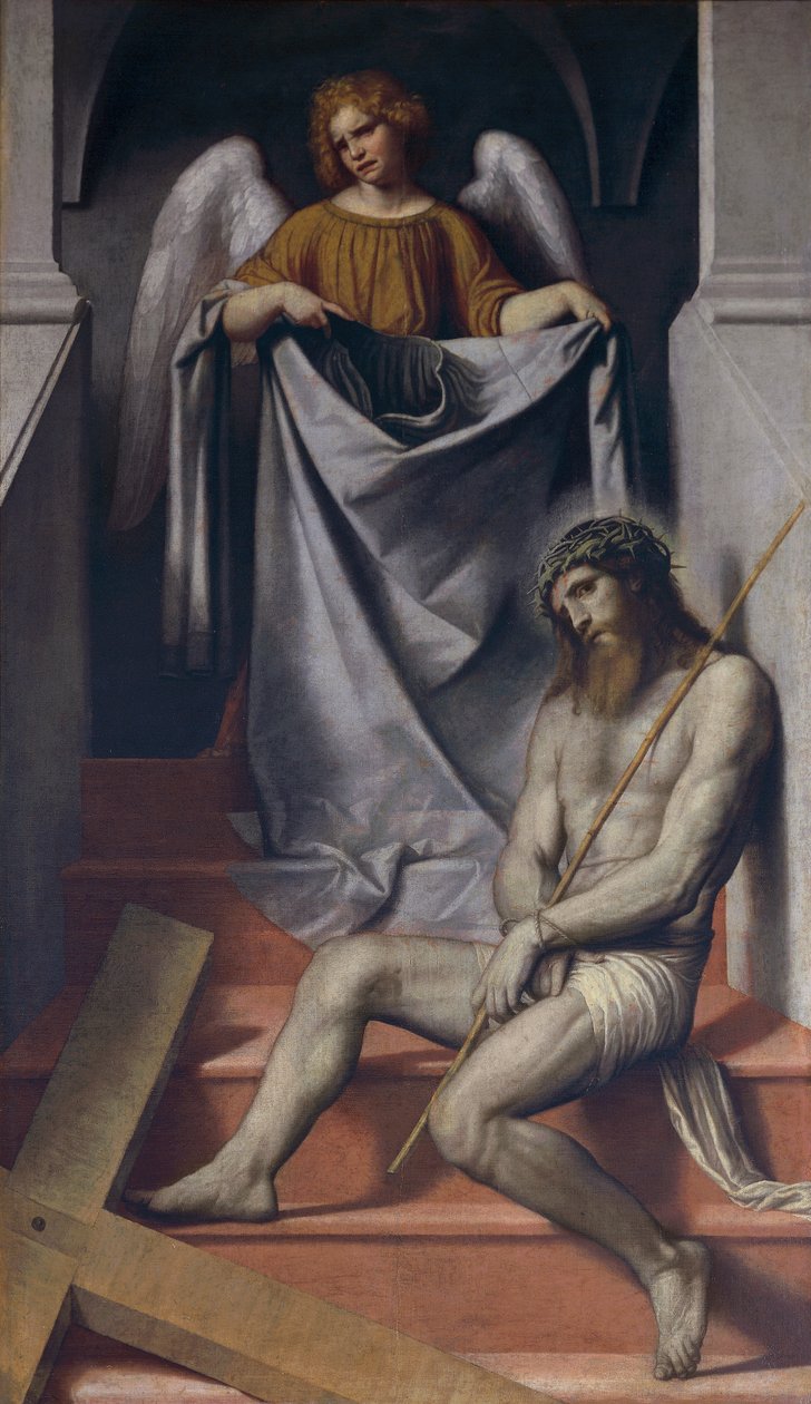 Krisztus szenvedése és angyal alkotó: Alessandro Bonvicino Moretto
