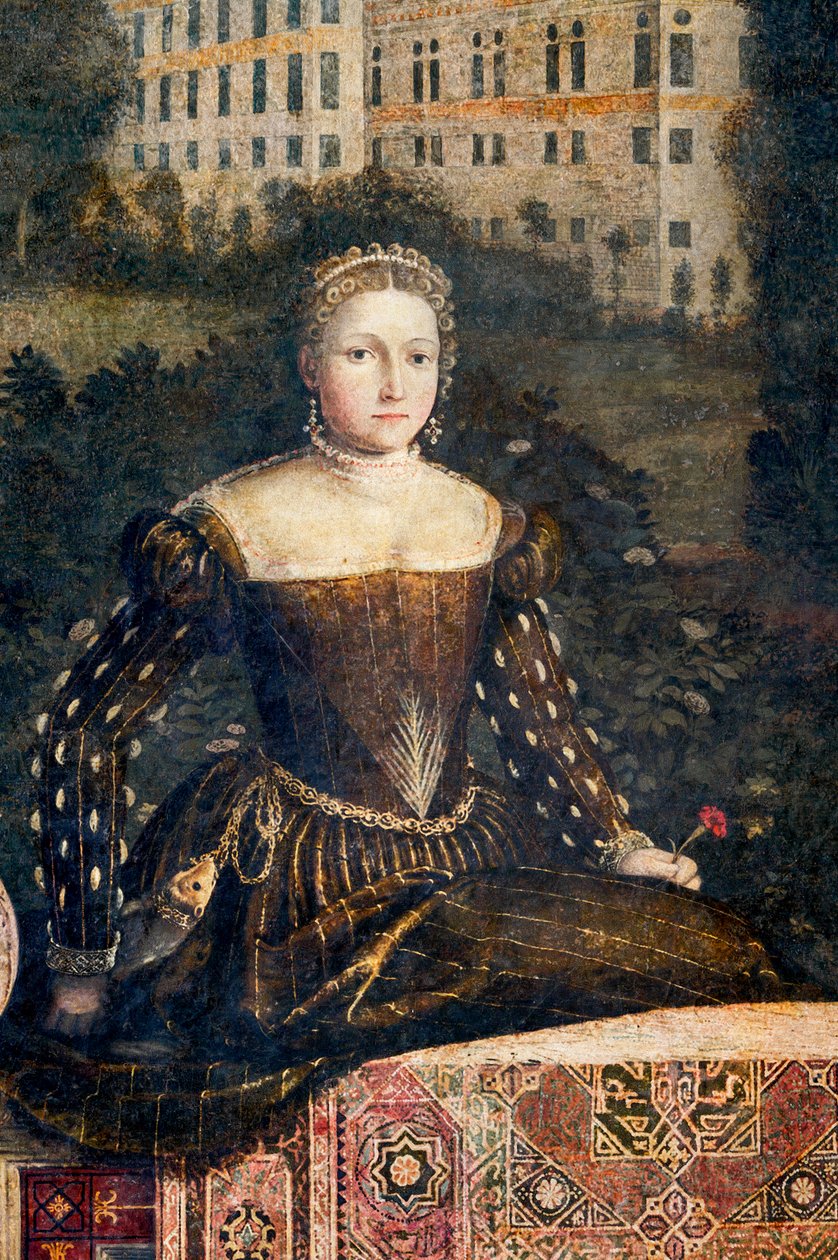 Nemesasszony portréja, a Nemes Hölgyek Kisszobájának részlete (olaj, vászon a falakra ragasztott) alkotó: Alessandro Bonvicino Moretto