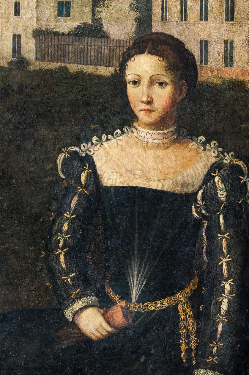 Nemesasszony portréja, a Nemes Hölgyek Kisszobájának részlete (olaj, vászon a falakra ragasztott) alkotó: Alessandro Bonvicino Moretto