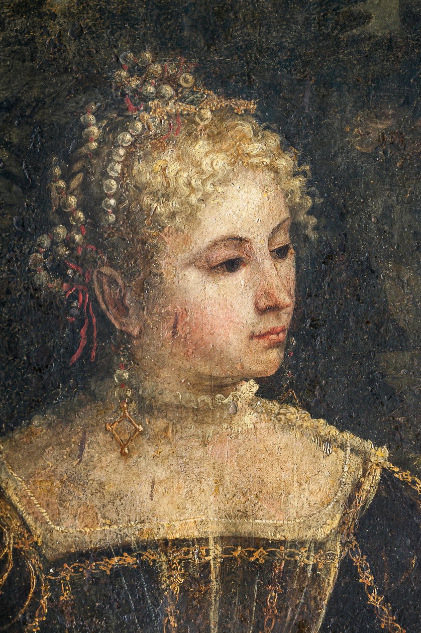 Nemesasszony portréja, a Nemesasszonyok kis szobájának részlete (olaj, vászon a falakra ragasztott) alkotó: Alessandro Bonvicino Moretto