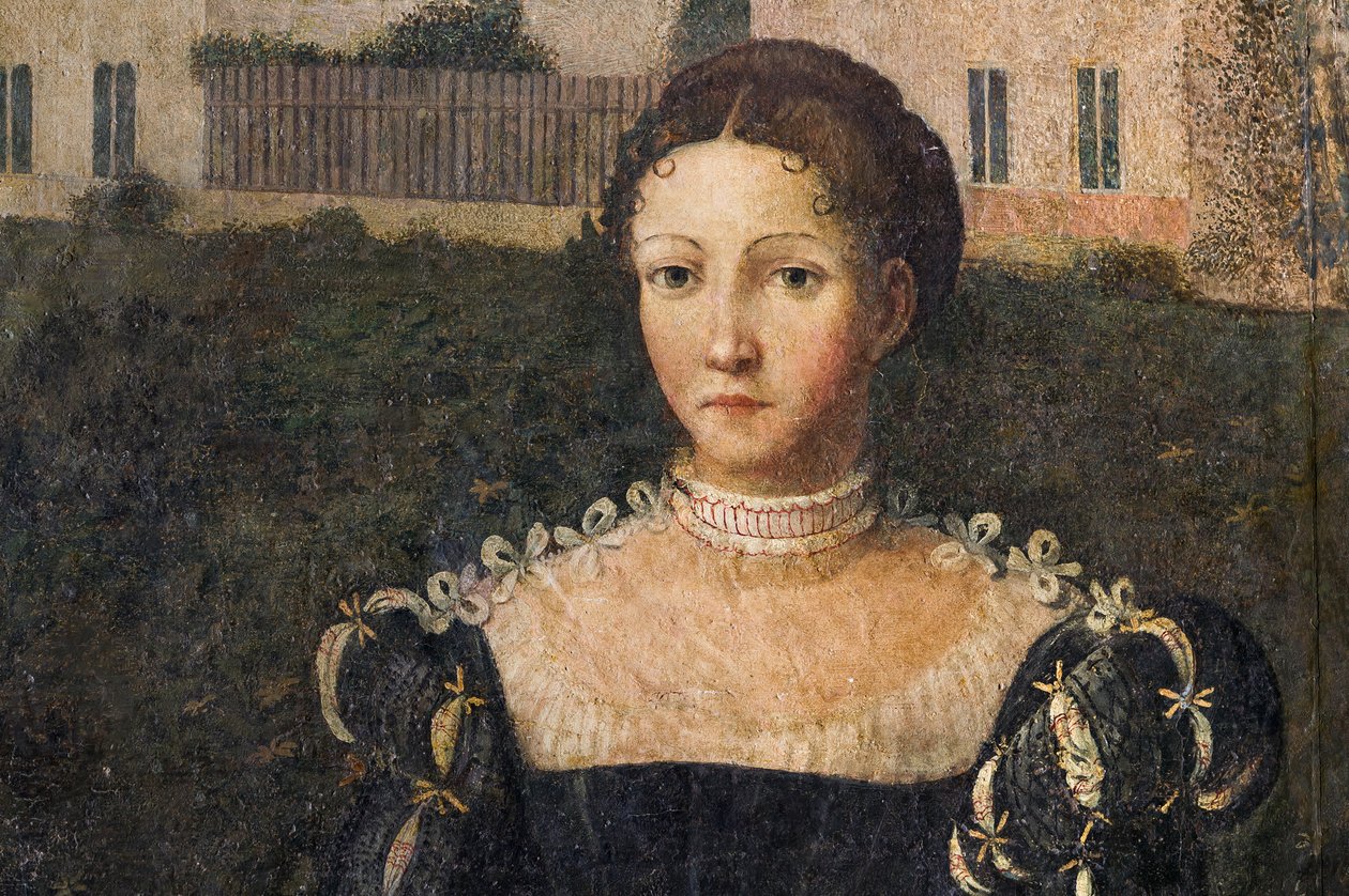 Nemesasszony portréja, a Nemesasszonyok kis szobájának részlete (olaj, vászon a falakra ragasztott) alkotó: Alessandro Bonvicino Moretto