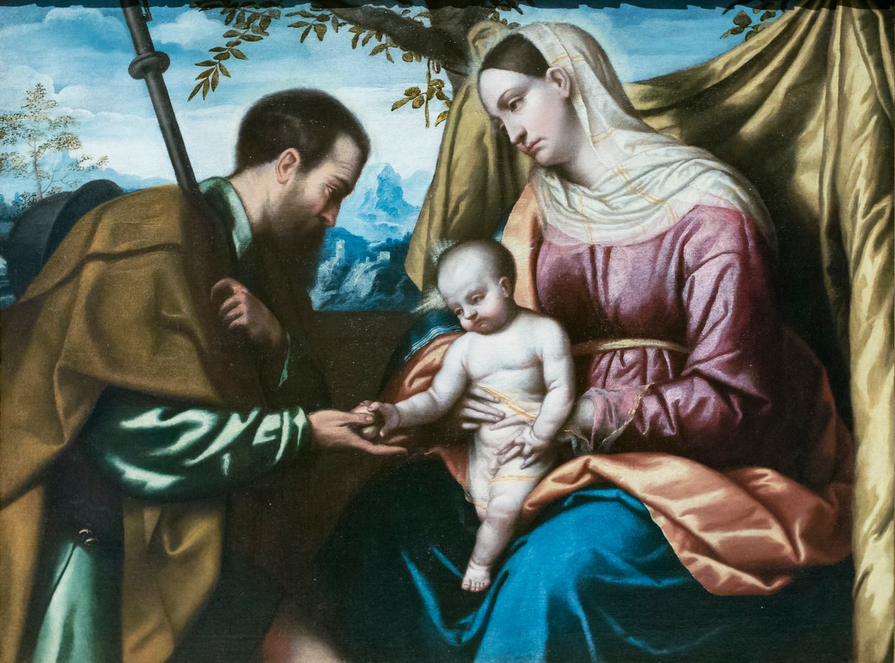 A Szűzanya és gyermeke Szent Rókusszal alkotó: Alessandro Bonvicino Moretto