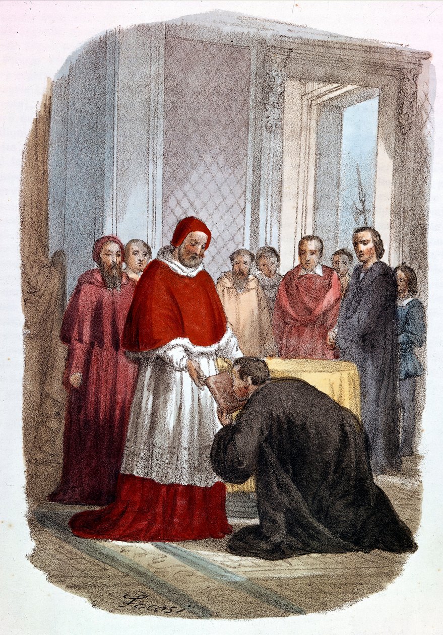VII. Kelemen (1478-1534, Jules de Medicis) elfogadja Niccolo di Bernardo dei Machiavelli (Nicolas Machiavel) "Istorie Fiorentine" dedikálását alkotó: Alessandro Focosi