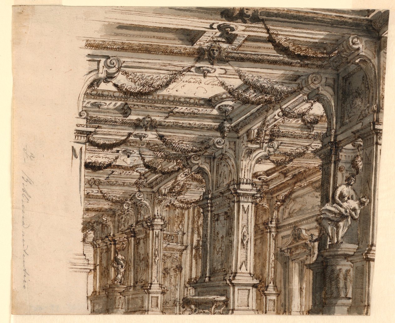Színpadtervezés: Palotabelső alkotó: Alessandro Galli Bibiena, 1686 – 1748