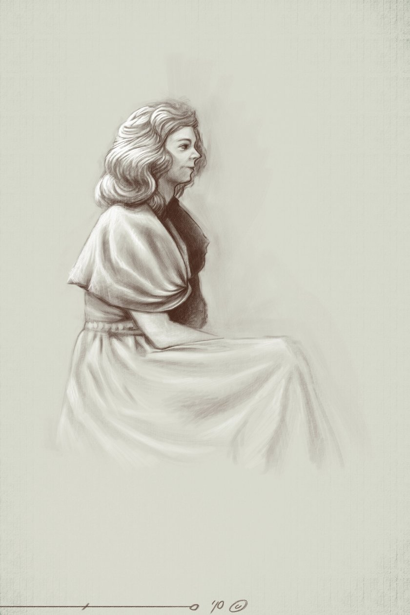 Egy fiatal nő, aki az első birodalom alatt élt, a 19. század elején. Illusztráció: Alessandro Lonati. 2010 alkotó: Alessandro Lonati