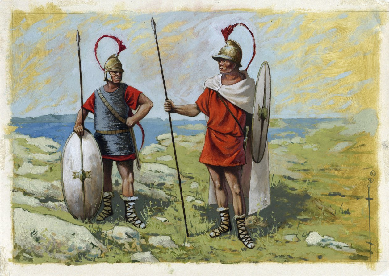Az ókori Görögország: tureofor zsoldos (Thureophoros vagy Thureophoroi) (Kr. e. 3-1. század) (jobbra) és Thorakiták (Thorakitai) (balra). Alessandro Lonati rajza alkotó: Alessandro Lonati