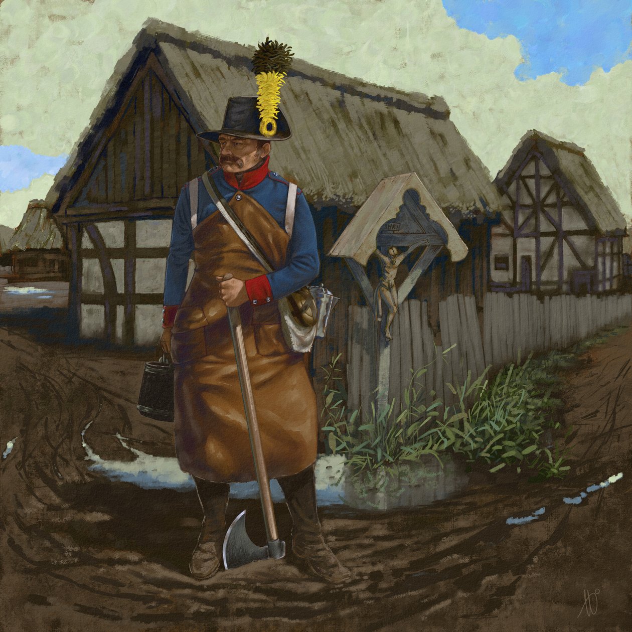 Osztrák úttörő zászlós, 1809 körül, 2018 alkotó: Alessandro Lonati