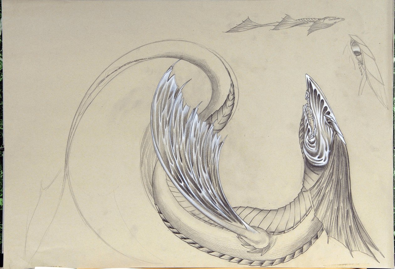 Fantasztikus lény: Sea Dragon. Alessandro Lonati vázlata alkotó: Alessandro Lonati