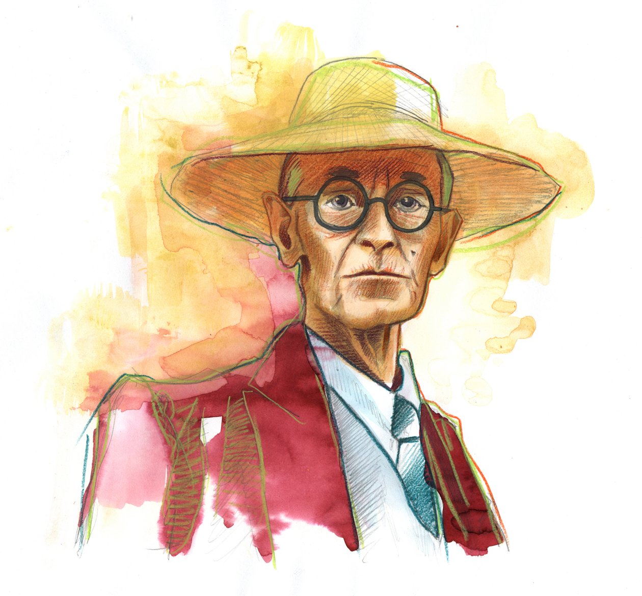 Hermann Hesse (1877-1962), német regényíró, költő és esszéista, majd svájci – Illusztráció: Alessandro Lonati alkotó: Alessandro Lonati