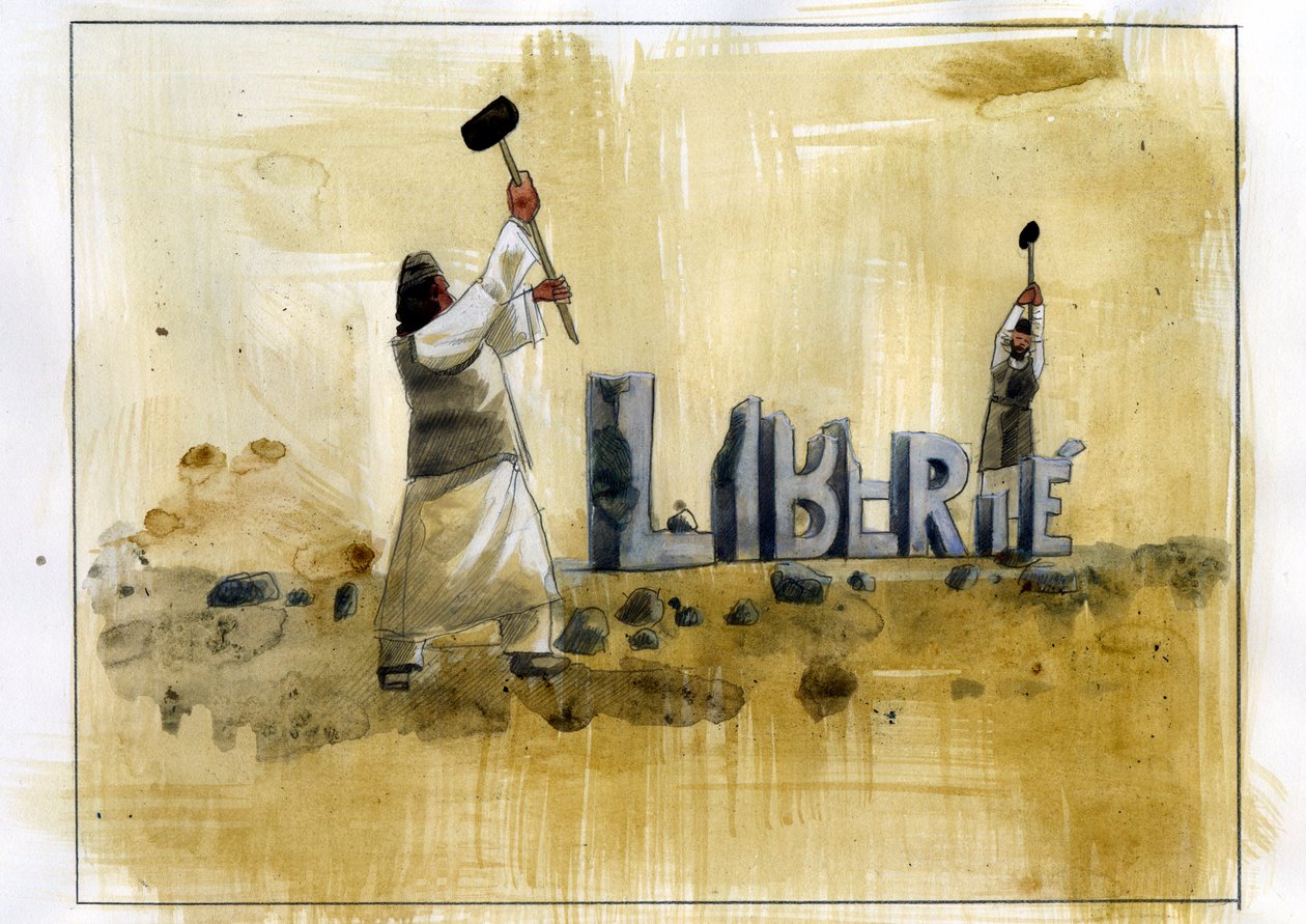 Iszlám fundamentalizmus: két szalafista megsemmisíti a szabadságleveleket (iszlám fundamentalizmus: két szalafista megsemmisíti a szabadságleveleket) alkotó: Alessandro Lonati