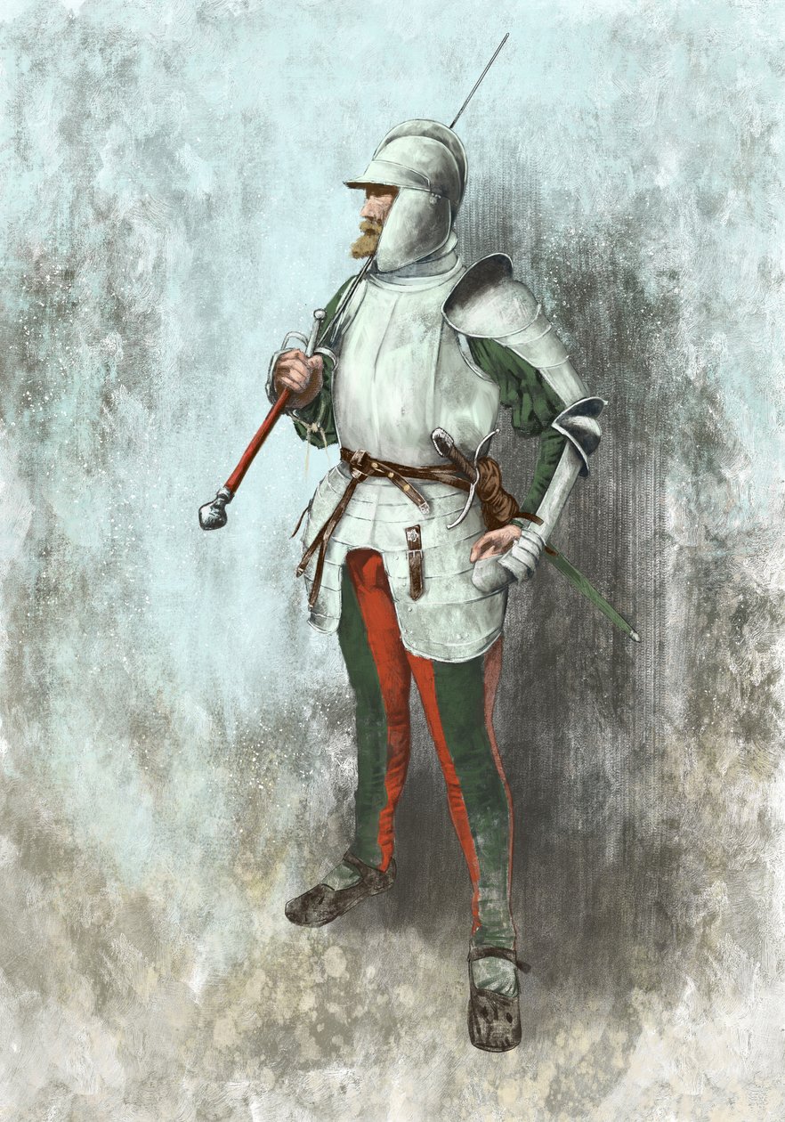 Lansquenet páncélban (illusztráció) alkotó: Alessandro Lonati