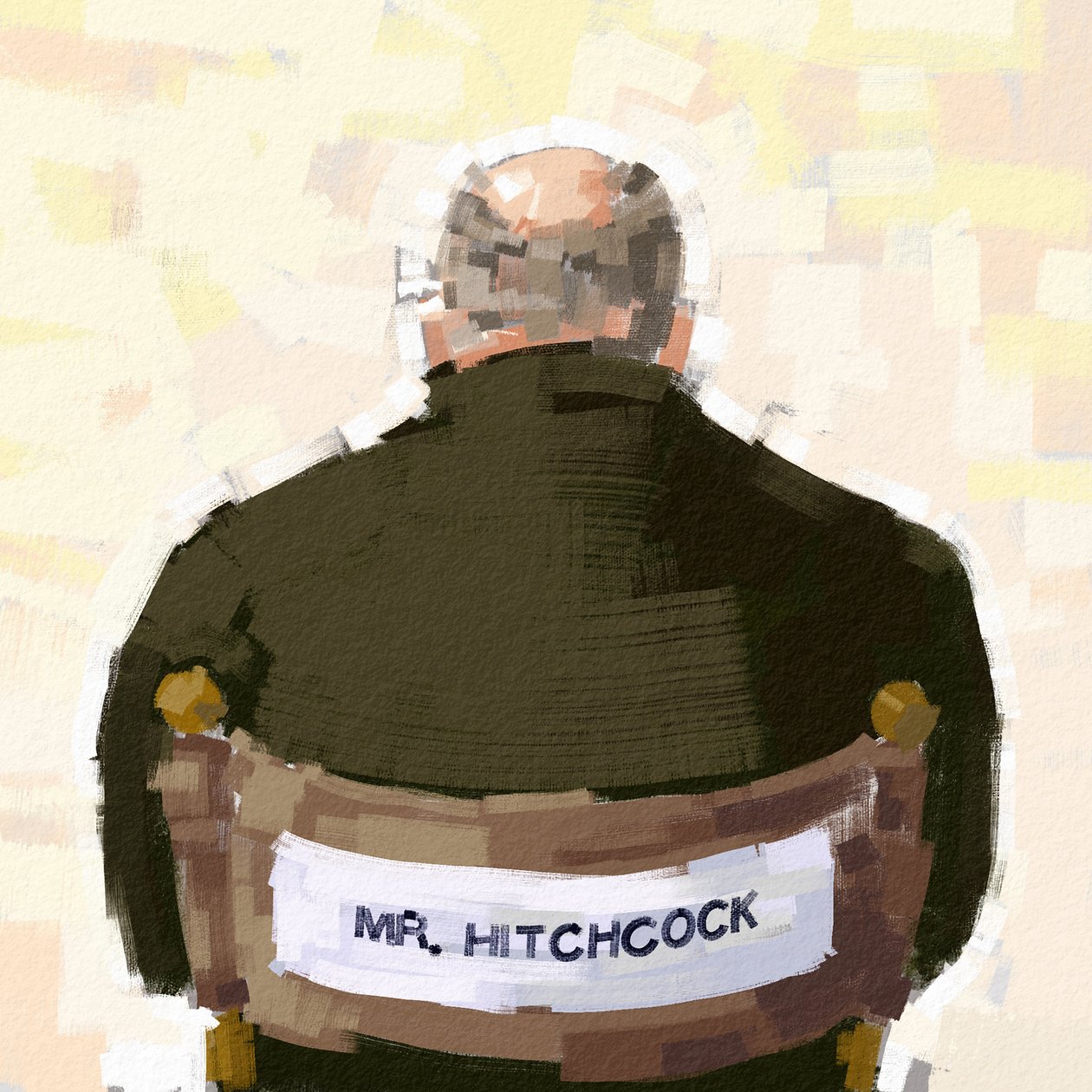 Alfred Hitchcock rendező portréja, 2023 (illusztráció) alkotó: Alessandro Lonati
