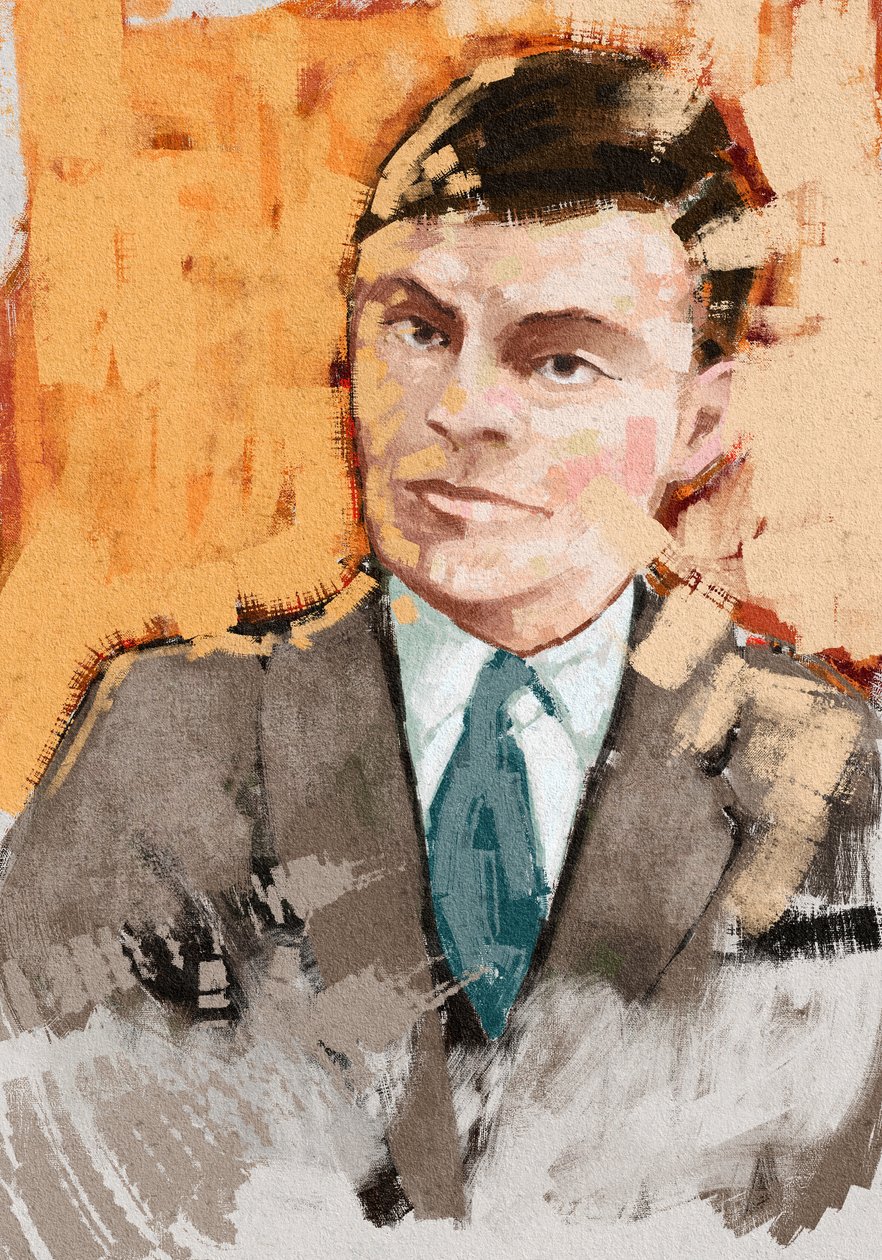 Alan Turing matematikus portréja, 2023 (illusztráció) alkotó: Alessandro Lonati
