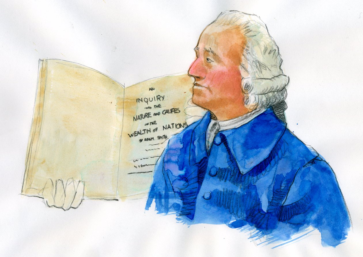 Adam Smith (1723-1780) skót filozófus és közgazdász portréja (Adam Smith skót erkölcsfilozófus, a politikai gazdaságtan úttörőjének portréja) alkotó: Alessandro Lonati