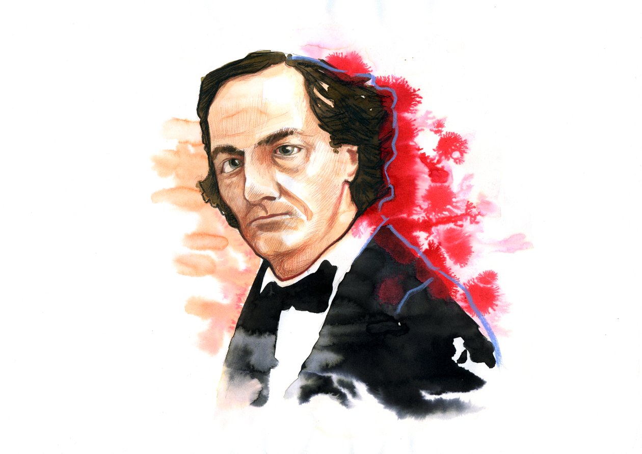 Charles Baudelaire (1821-1867) portréja (Charles Baudelaire francia költő) Alessandro Lonati rajza alkotó: Alessandro Lonati