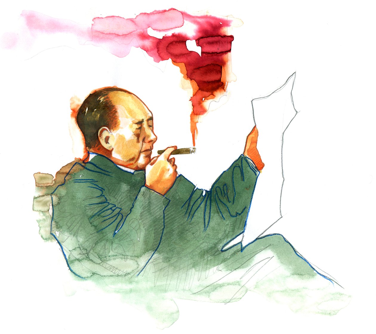 Mao Ce-tung kínai kommunista forradalmár és a Kínai Népköztársaság alapító atyja portréja alkotó: Alessandro Lonati