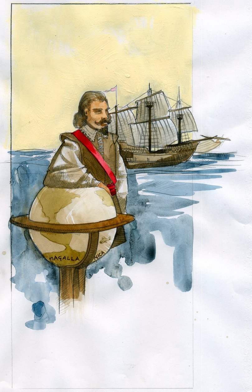 Francis Drake angol magánember, felfedező, rabszolgakereskedő és politikus portréja (rajz) alkotó: Alessandro Lonati