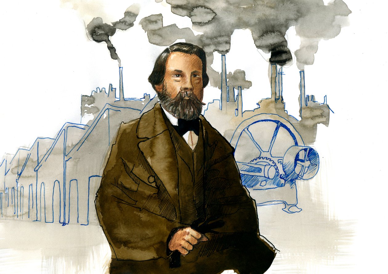 Friedrich Engels (1820-1895) német szocialista teoretikus és politikus portréja alkotó: Alessandro Lonati