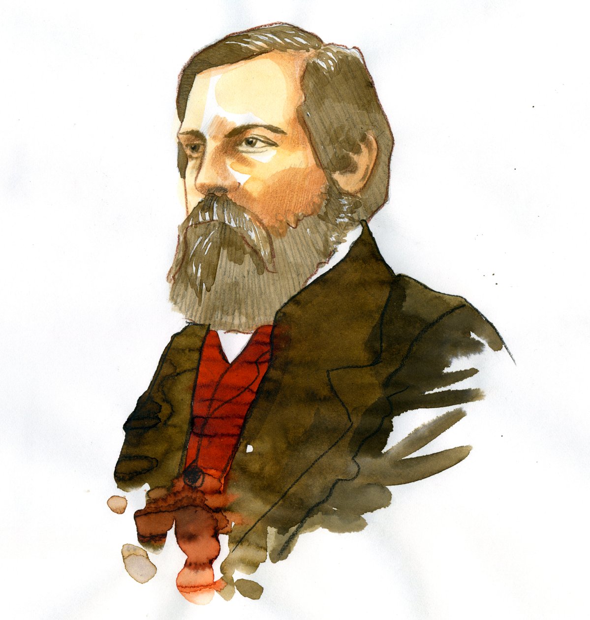 Friedrich Engels (1820-1895) német szocialista teoretikus és politikus portréja alkotó: Alessandro Lonati