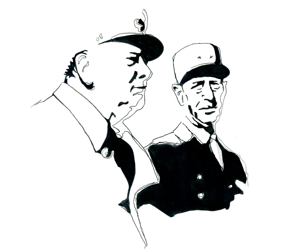 Charles de Gaulle tábornok és Winston Churchill portréja alkotó: Alessandro Lonati