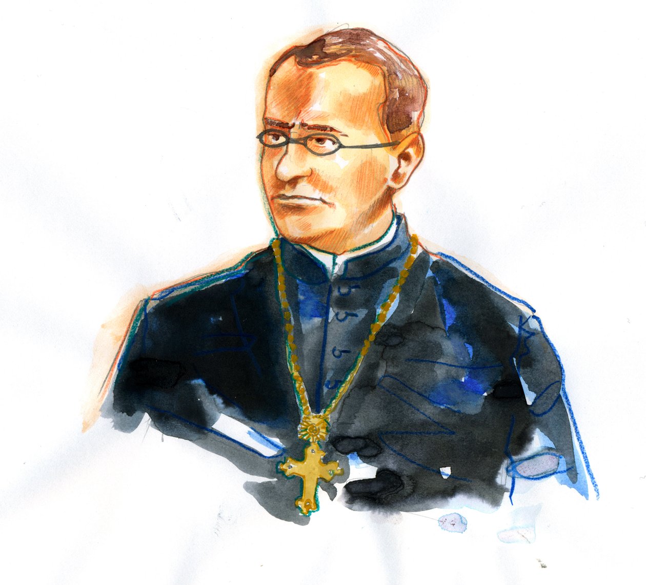 Gregor Mendel (1822-1884) katolikus szerzetes és botanikus, a genetika alapítójának portréja (Gregor Mendel németül beszélő morva tudós és ágostai szerzetes portréja, aki a modern genetika tudományának megalapítójaként szerzett posztumusz hírnevet) alkotó: Alessandro Lonati