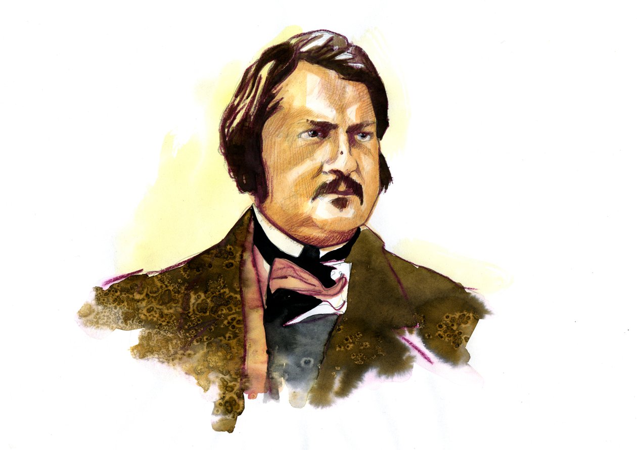 Honore Balzac (1799-1850), francia író portréja (Honore de Balzac francia író portréja) alkotó: Alessandro Lonati