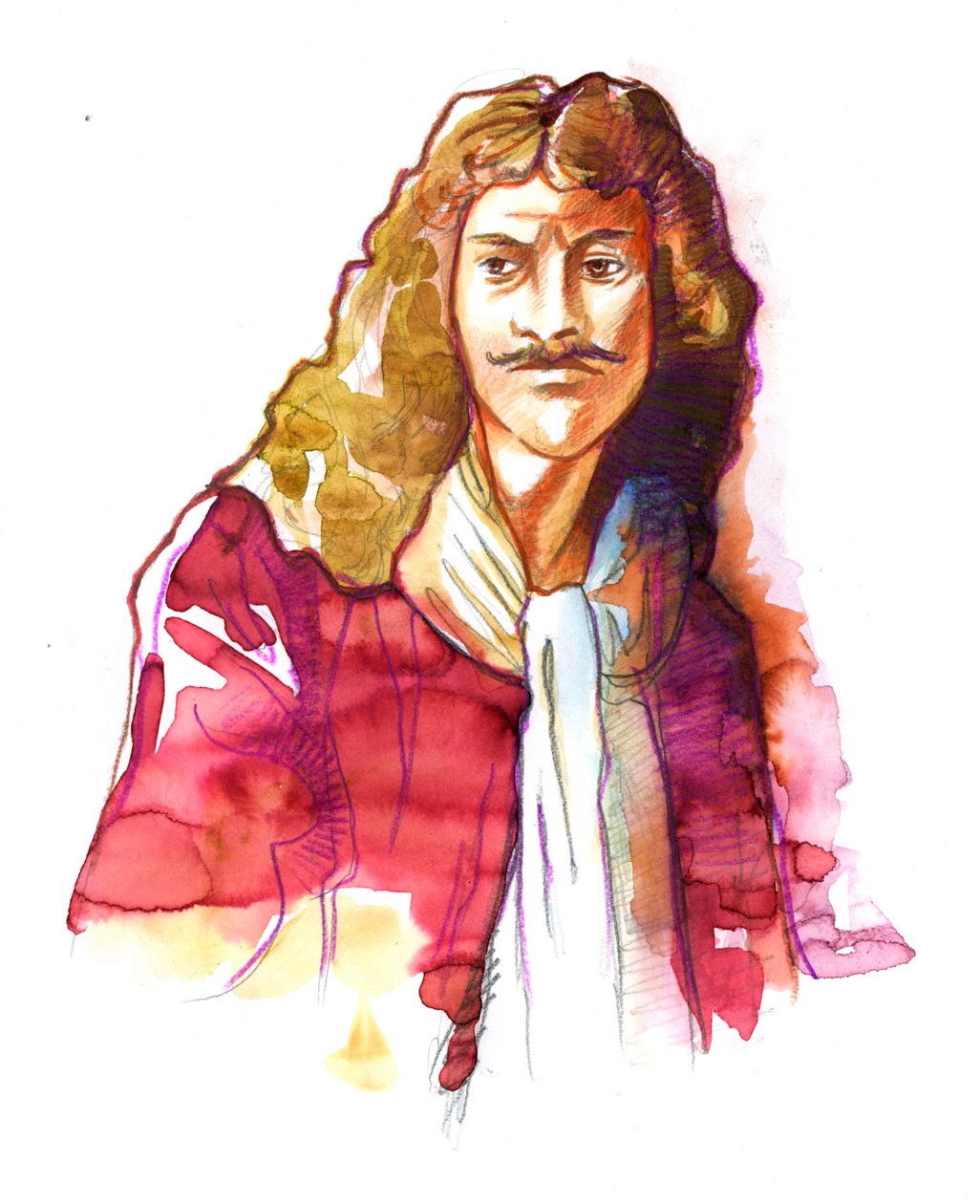 Jean Baptiste Poquelin, dit Moliere (1622-1673) portréja (Moliere néven ismert Jean-Baptiste Poquelin angol drámaíró és színész portréja) alkotó: Alessandro Lonati