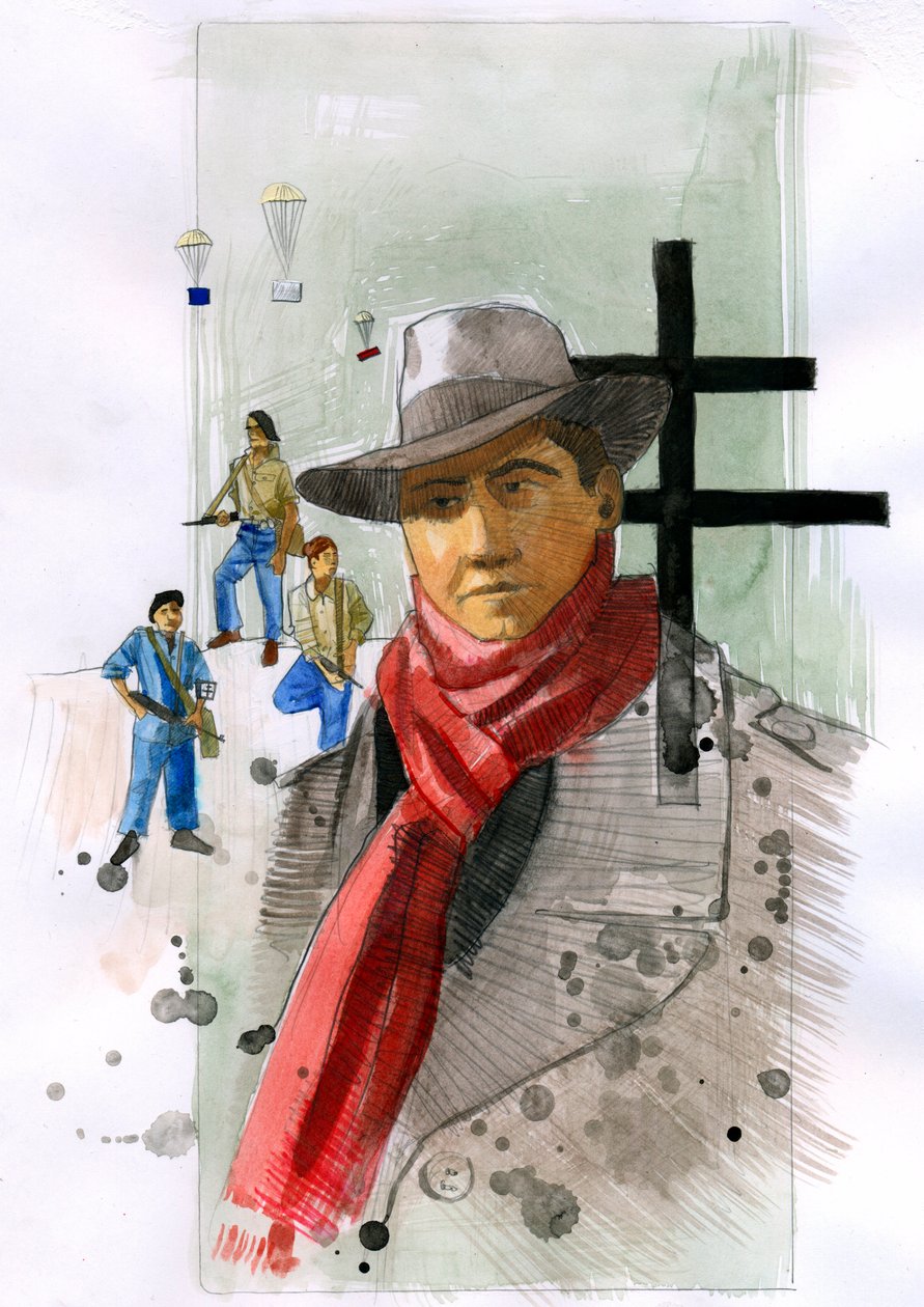 Jean Moulin portréja, a franciaországi ellenállás nagy horderejű tagja a második világháború idején. Illusztráció: Alessandro Lonati alkotó: Alessandro Lonati
