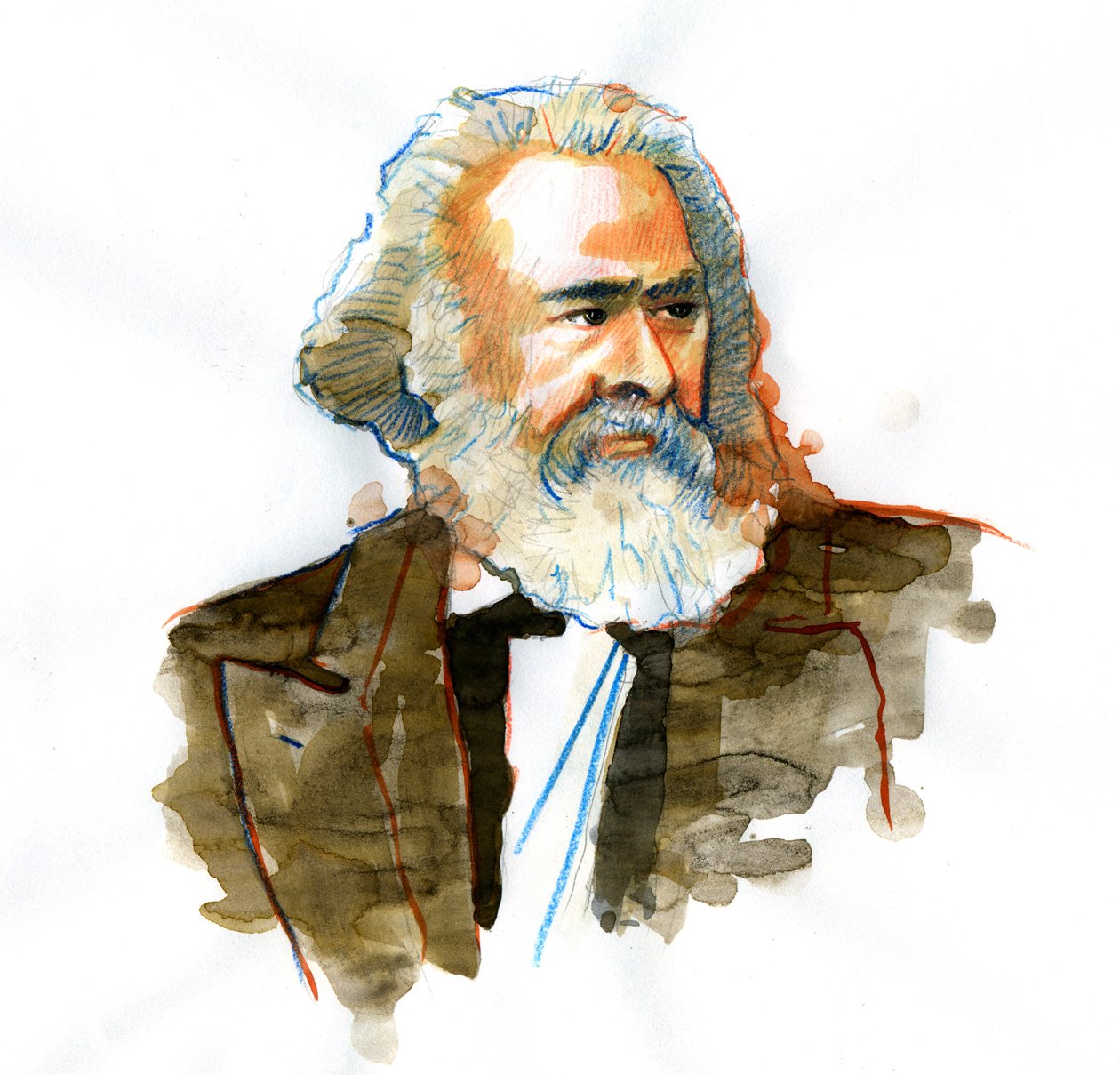 Karl Marx (1818-1883) filozófus és politikai teoretikus portréja alkotó: Alessandro Lonati