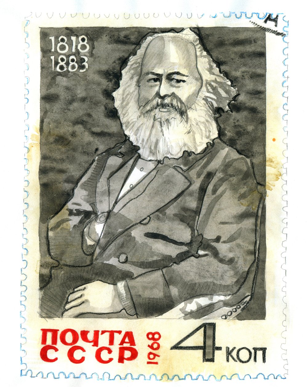 Karl Marx (1818-1883) filozófus és politikai teoretikus portréja alkotó: Alessandro Lonati
