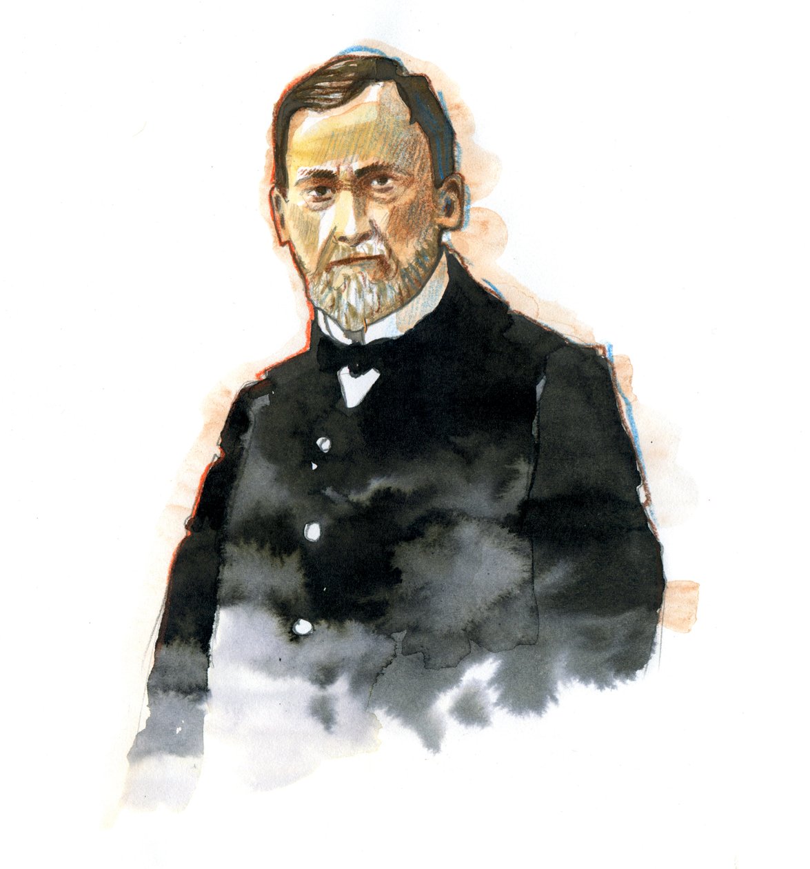 Louis Pasteur (1822-1895) tudós francais portréja (Louis Pasteur francia kémikus és mikrobiológus portréja, aki híres a vakcinázás, a mikrobiális fermentáció és a pasztőrözés elveinek felfedezéséről) Illusztráció: Alessandro Lonat alkotó: Alessandro Lonati