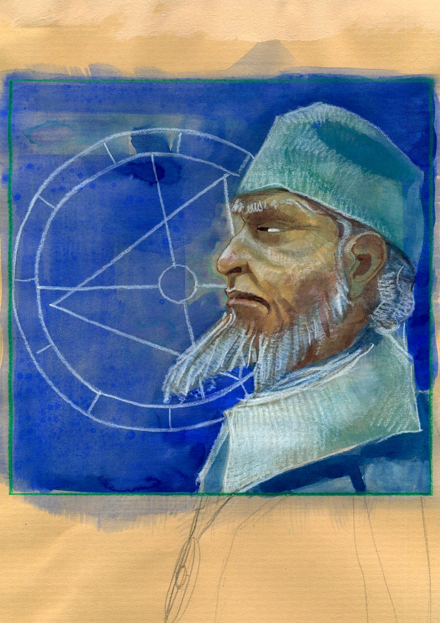Michel de Notre Dame (Nostradamus) angol asztrológus portréja - Nostradamus, Michel de Notre Dame (1503-1566) asztrológus és francais orvos portréja Illusztráció: Alessandro Lonati alkotó: Alessandro Lonati
