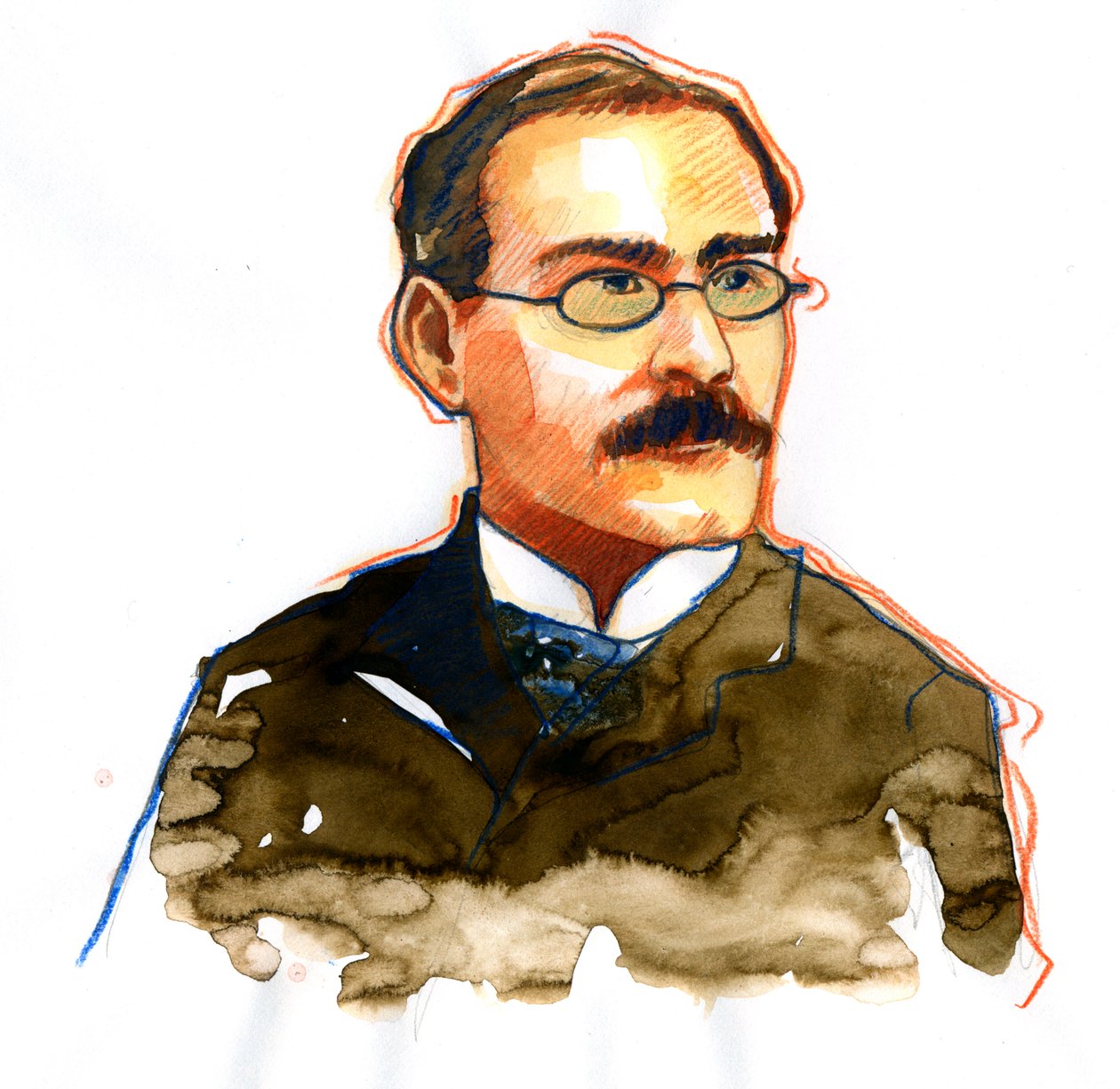 Rudyard Kipling (1865-1936) angol író portréja ((Rudyard Kipling író portréja) alkotó: Alessandro Lonati