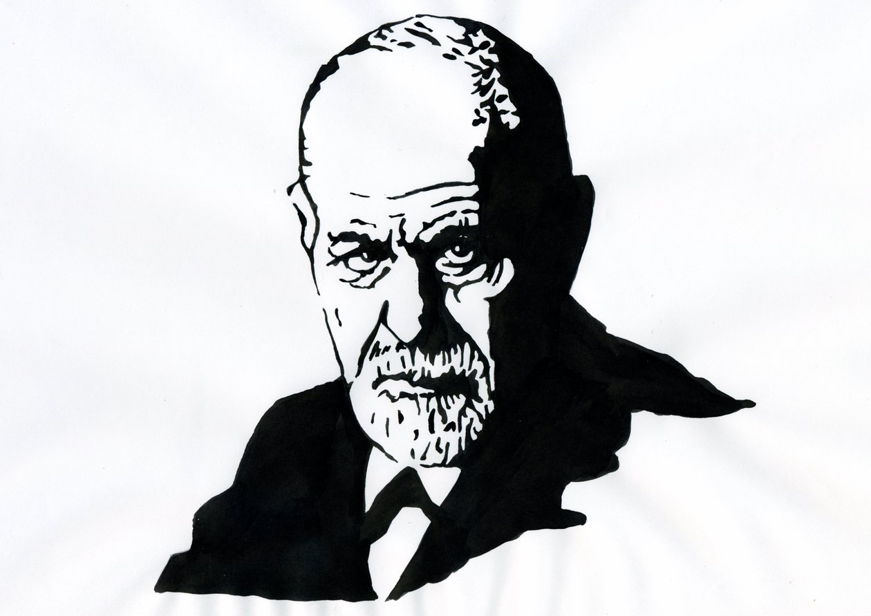 Sigmund Freud (1856-1939), osztrák pszichiáter portréja (Sigmund Freud osztrák neurológus és a pszichoanalízis atyjának portréja) - Alessandro Lonati illusztrációja alkotó: Alessandro Lonati